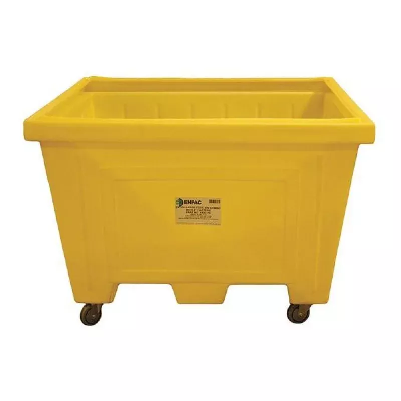 Yellow Tote with Lid & Wheel Kit 36" H