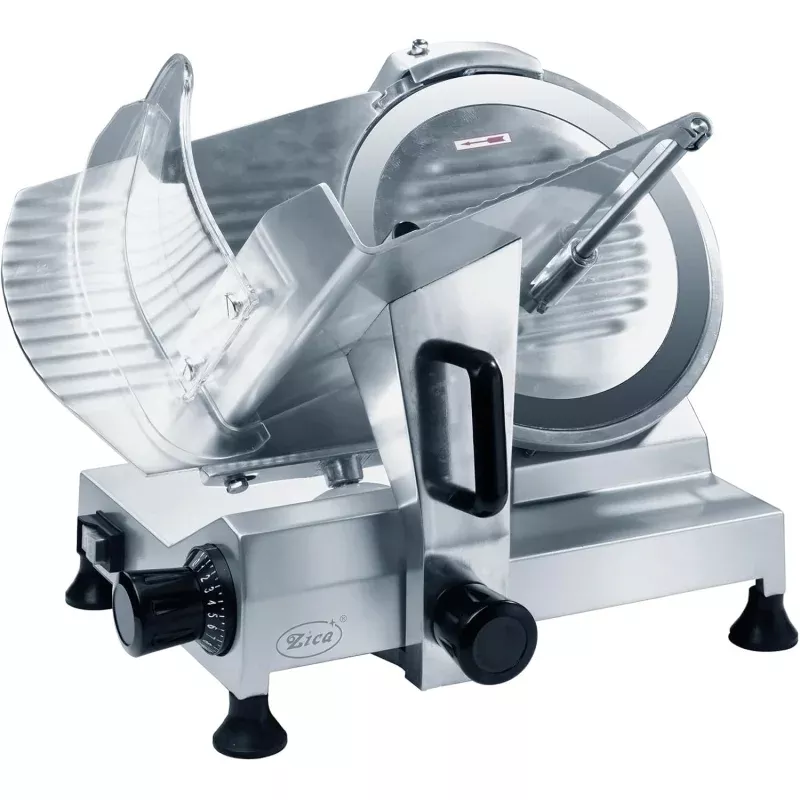 Zica ZBS-10A 10" Stainless Steel Blade Electric Deli Meat Cheese Food Ham Slicer Commercial and for Home use [ETL]